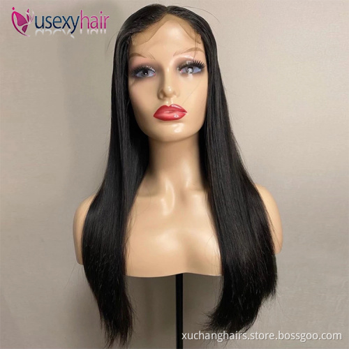 Best quality grade 12a peruvian 13*6 hd lace frontal wig hd lace front double drawn human hair bone straight wigs